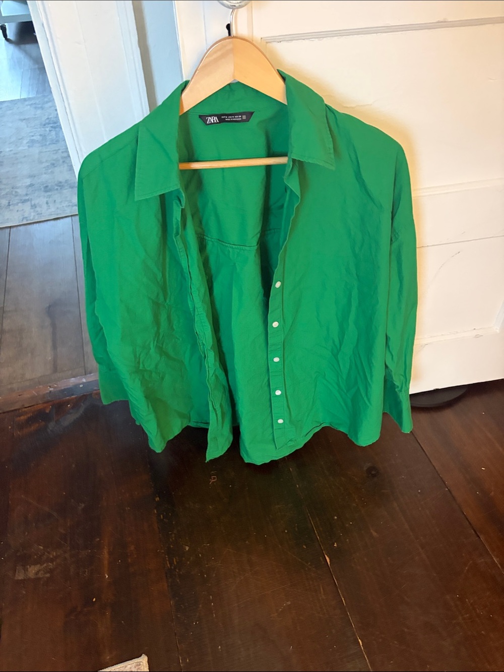Zara Bright Green Button-Down Shirt